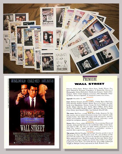 Premiere Magazine Movie Cards - Issued in 1987 and 1988.
