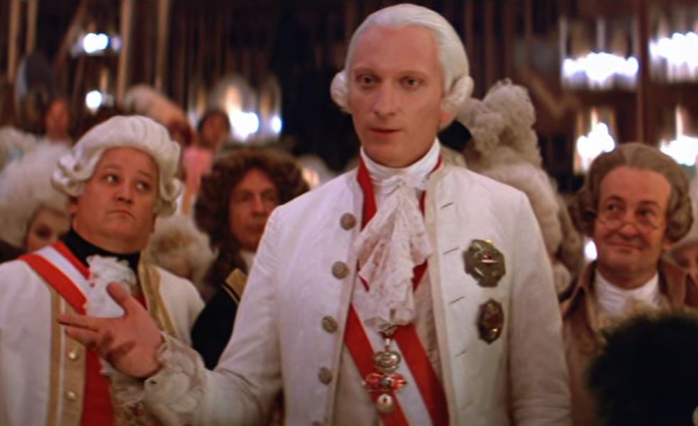 Jeffrey Jones in "Amadeus" (1984) complaining about the amount of notes.