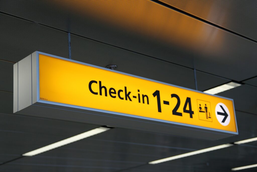 Airport Check in Sign